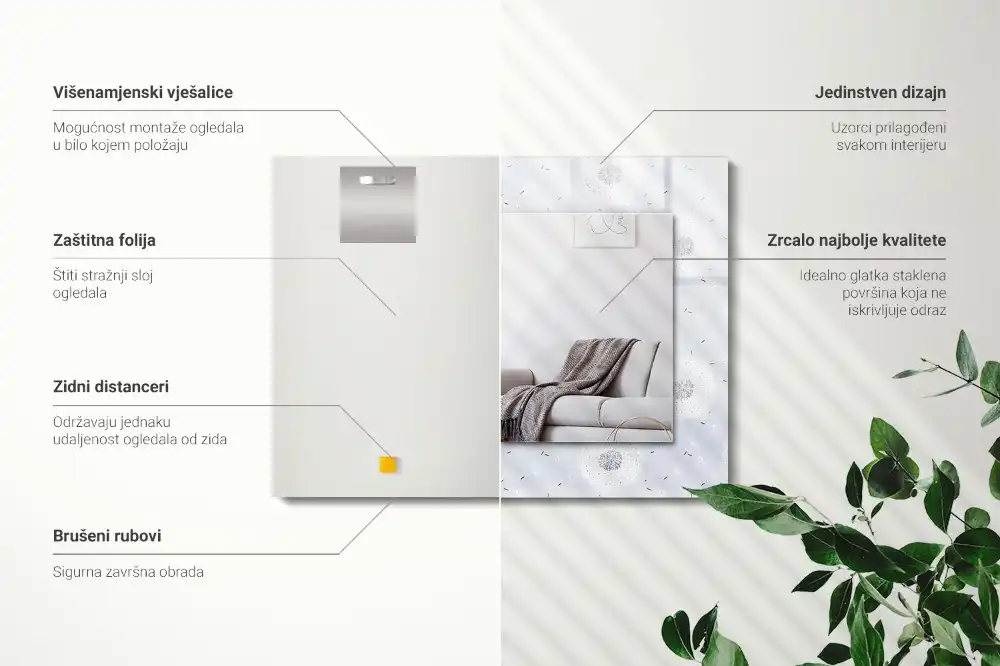 Rectangular wall mirror design Dandelions flowers