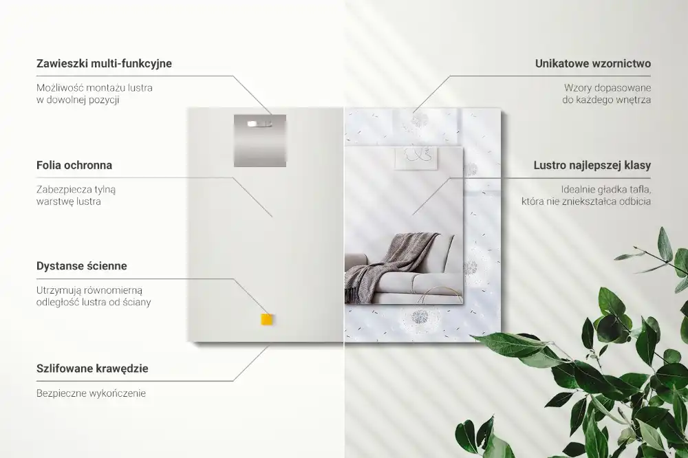 Rectangular wall mirror design Dandelions flowers