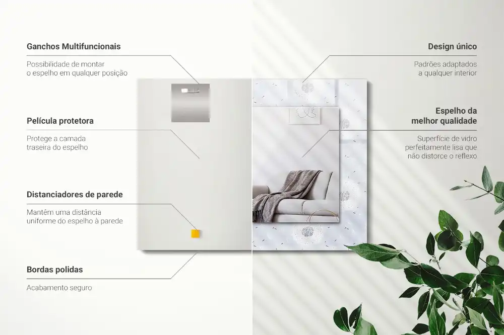 Rectangular wall mirror design Dandelions flowers