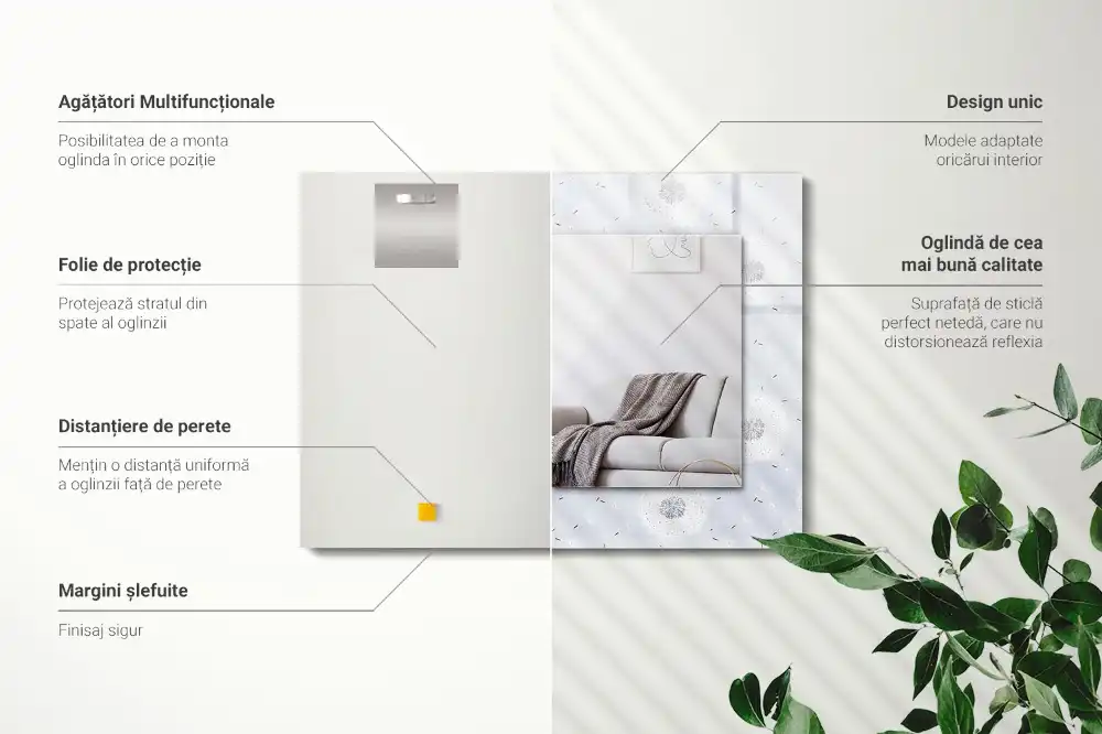 Rectangular wall mirror design Dandelions flowers