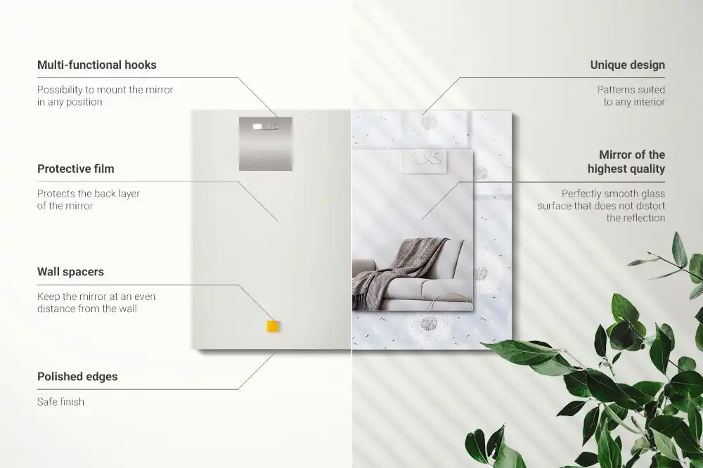 Rectangular wall mirror design Dandelions flowers