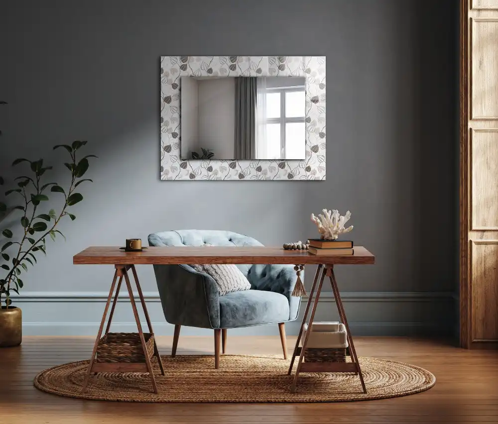 Rectangular decorative mirror Leaves pattern