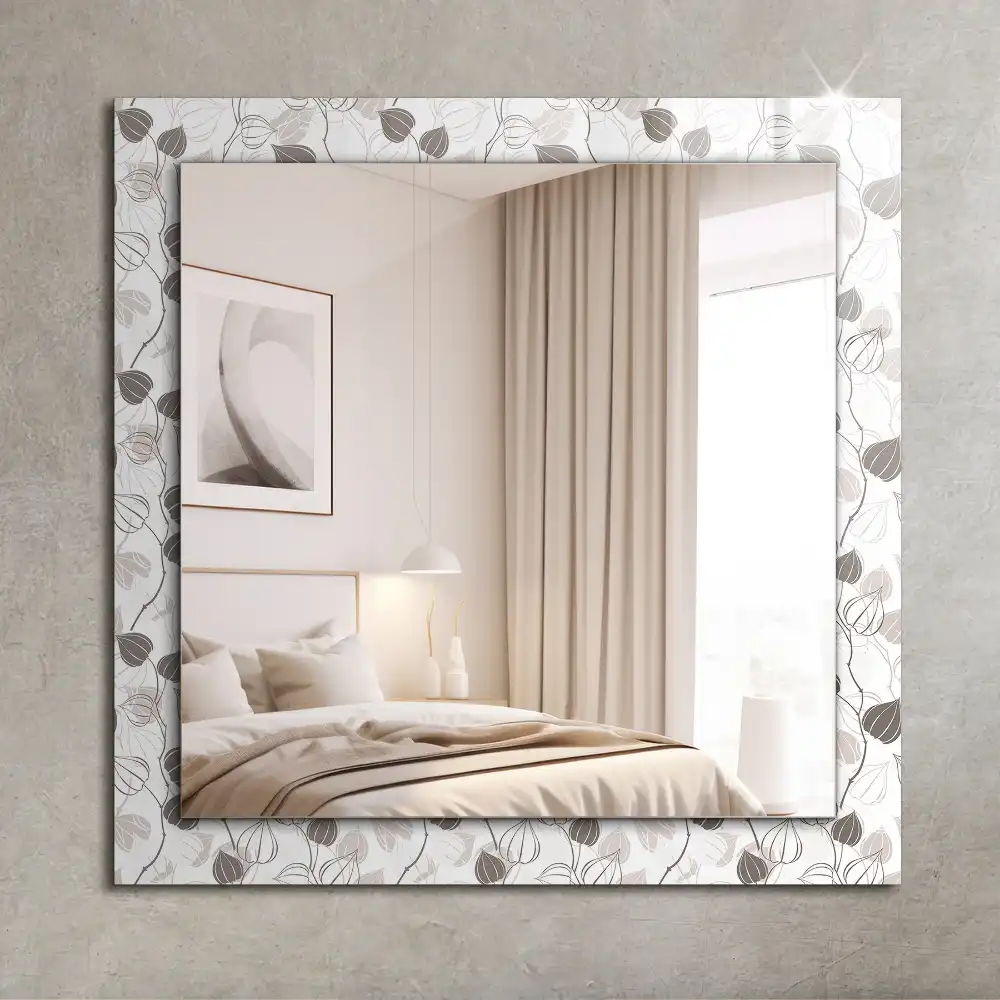 Rectangular decorative mirror Leaves pattern