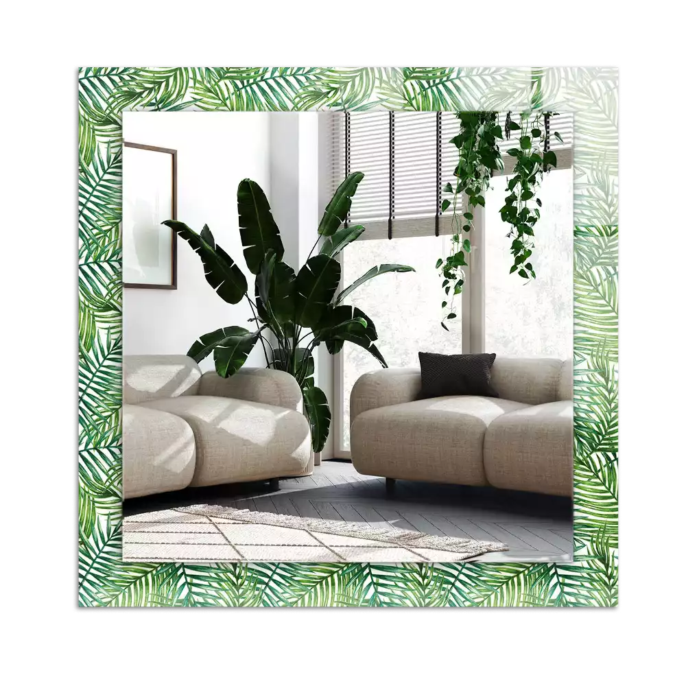 Rectangle decorative mirror Green palm leaves
