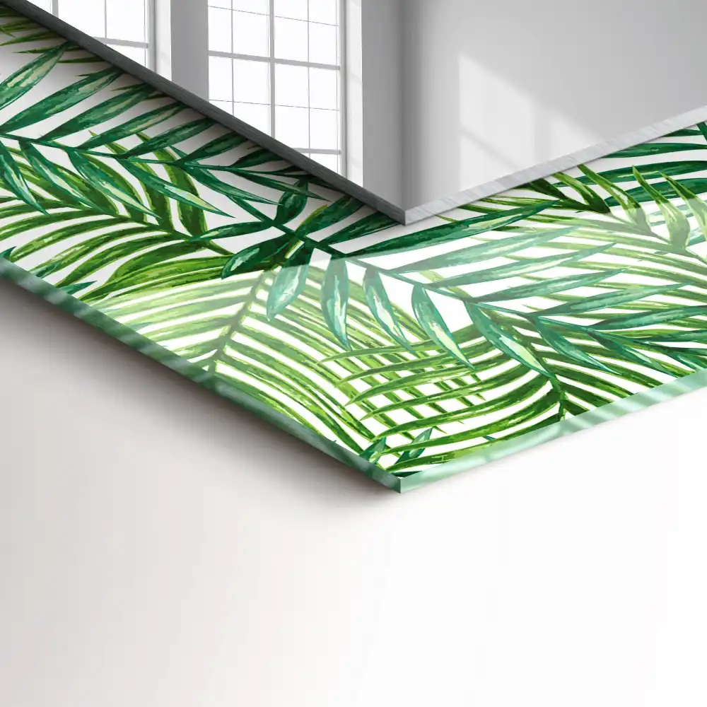 Rectangle decorative mirror Green palm leaves