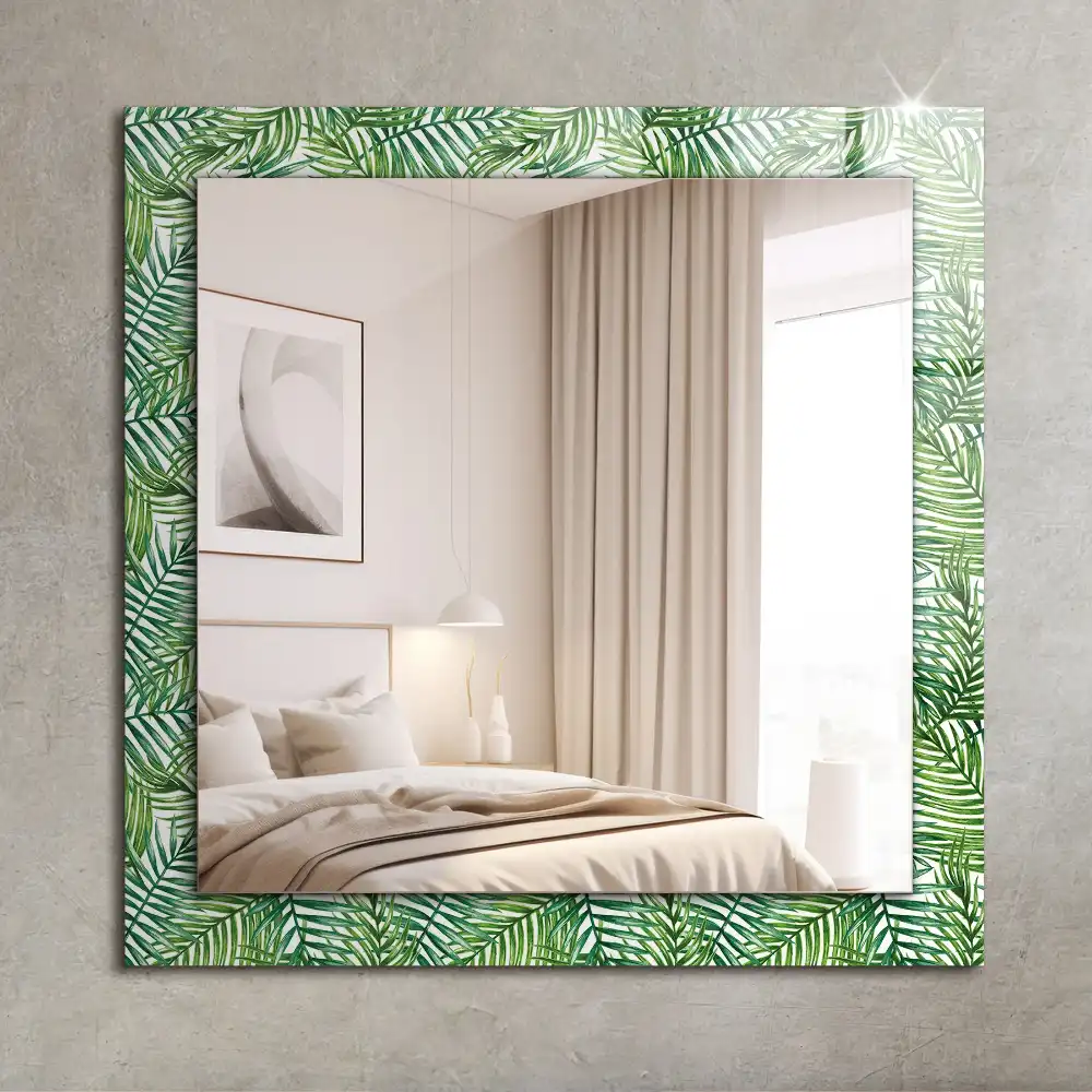 Rectangle decorative mirror Green palm leaves