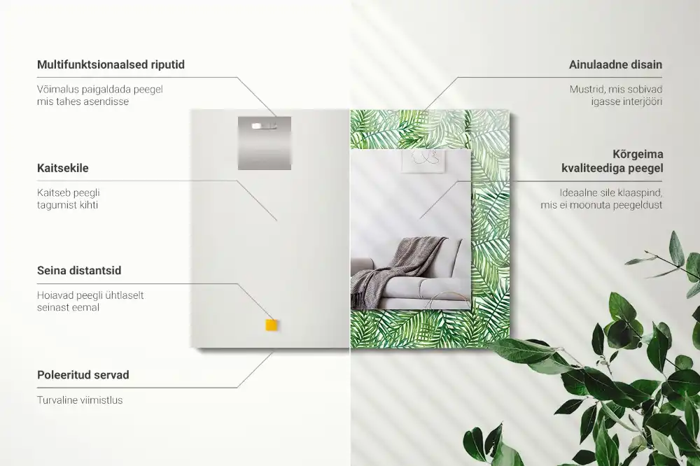 Rectangle decorative mirror Green palm leaves