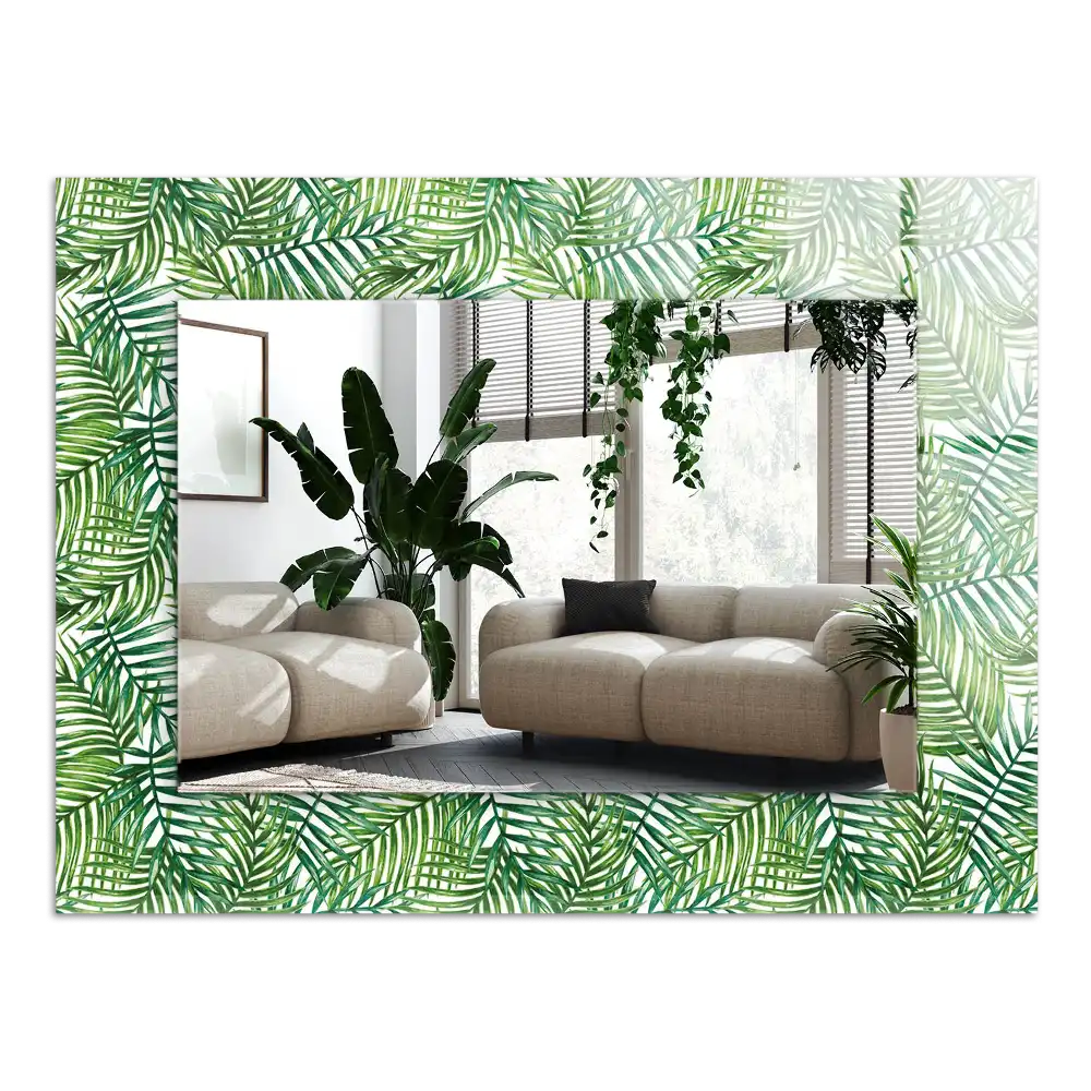 Rectangle decorative mirror Green palm leaves
