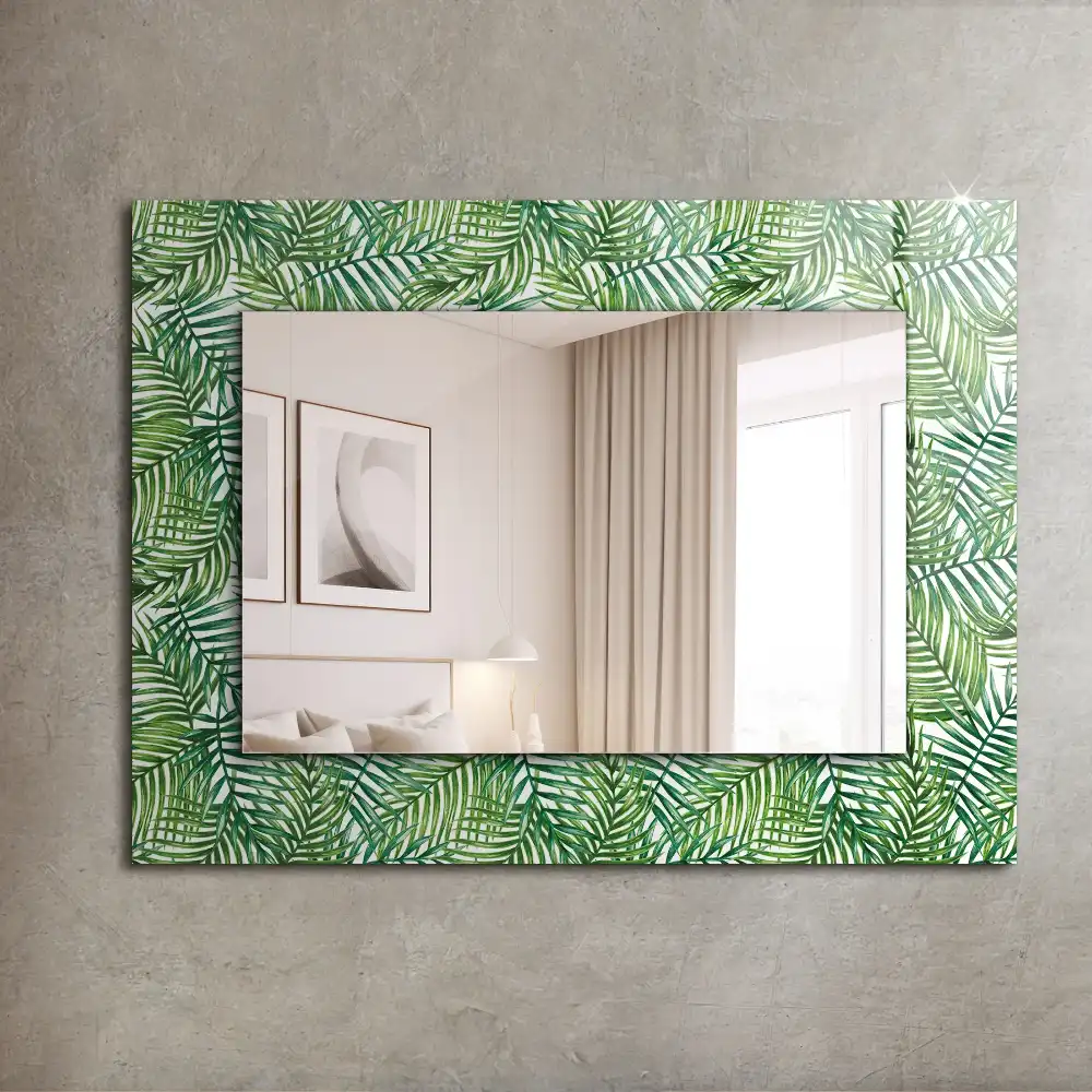 Rectangle decorative mirror Green palm leaves