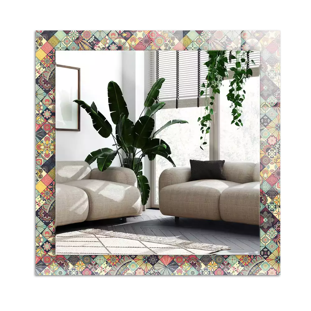 Rectangular wall mirror design Colorful patchwork patterns