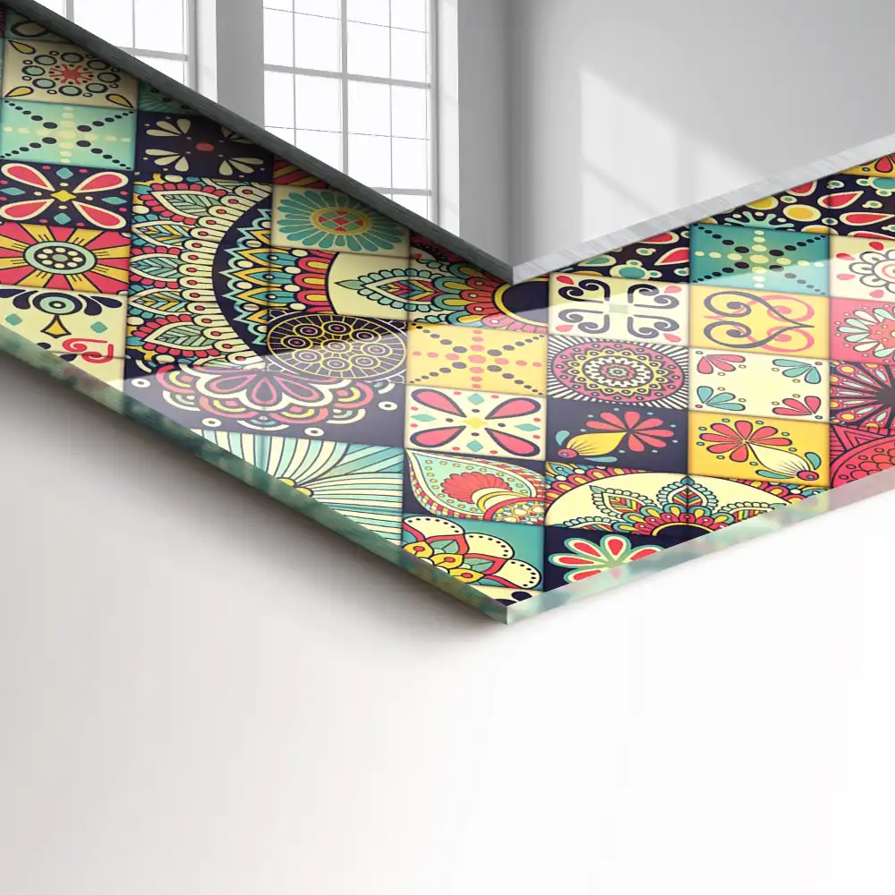 Rectangular wall mirror design Colorful patchwork patterns