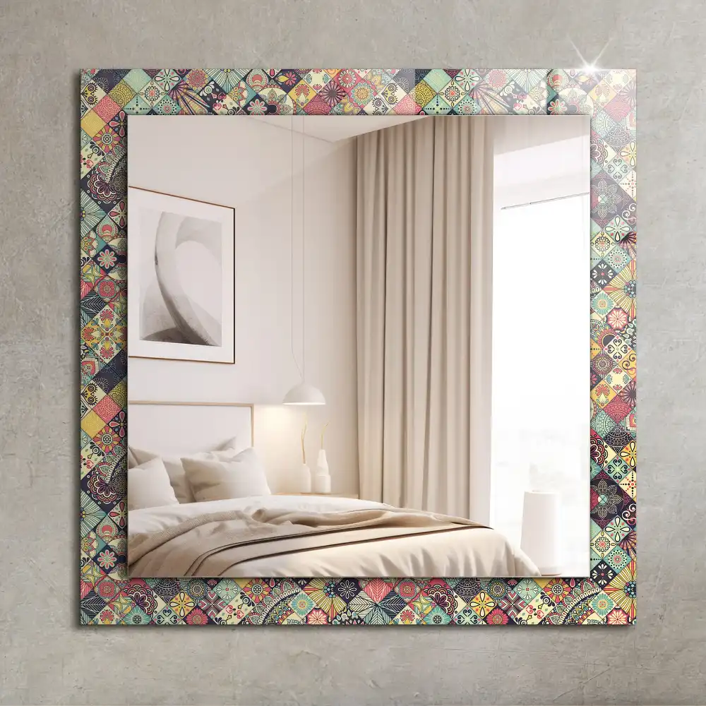 Rectangular wall mirror design Colorful patchwork patterns