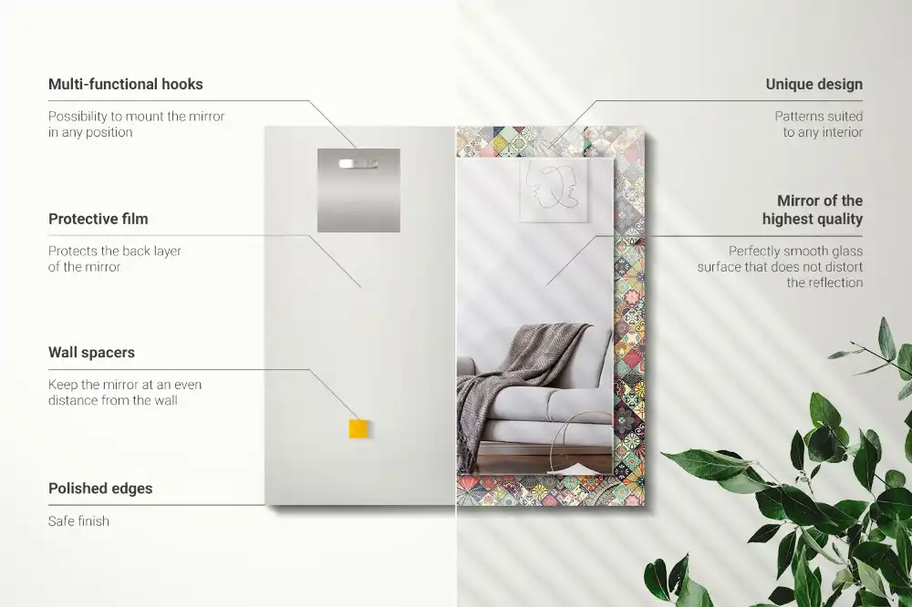 Rectangular wall mirror design Colorful patchwork patterns