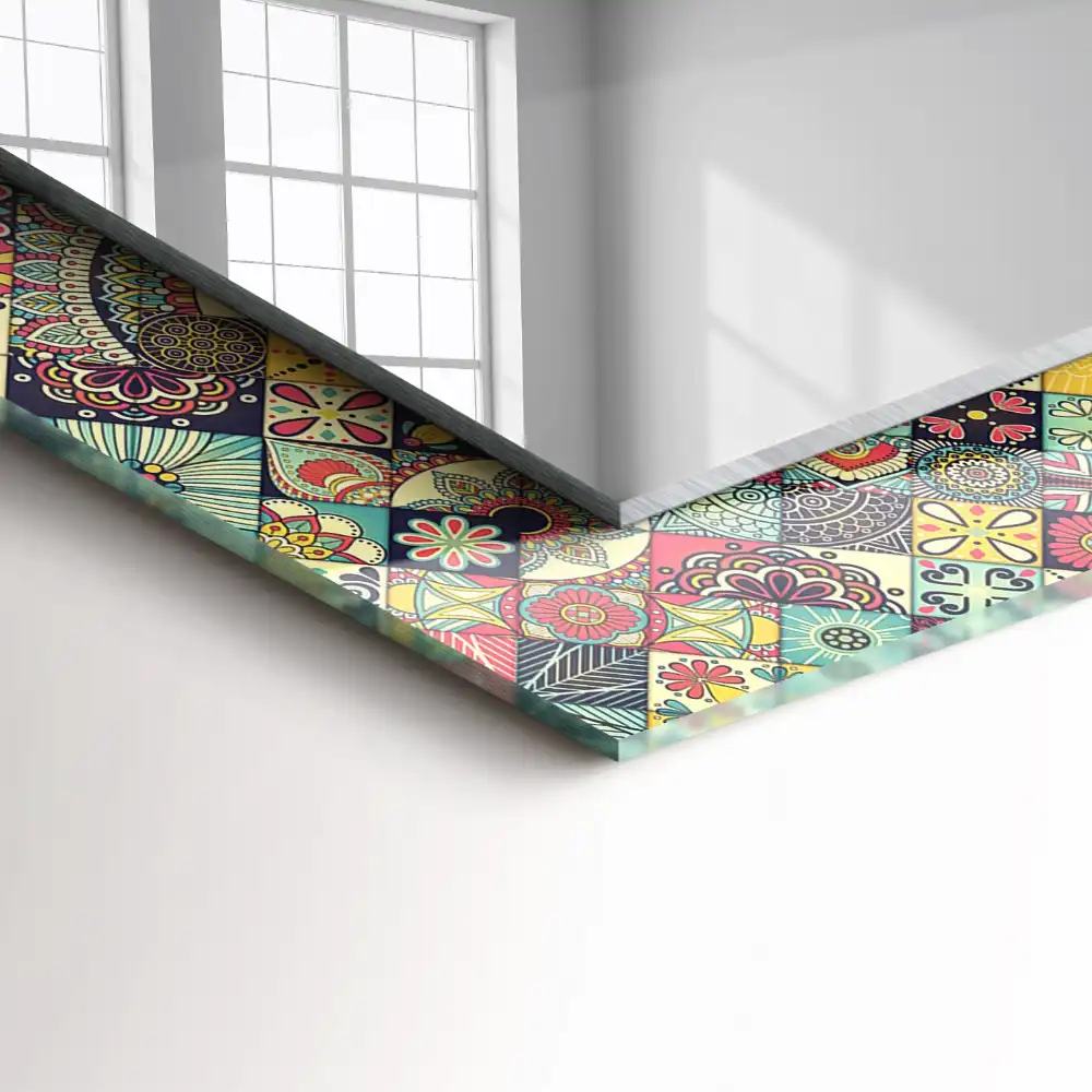 Rectangular wall mirror design Colorful patchwork patterns
