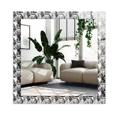 Rectangular decorative mirror Black and white leaves