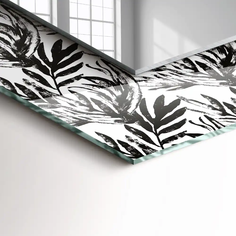 Rectangular decorative mirror Black and white leaves