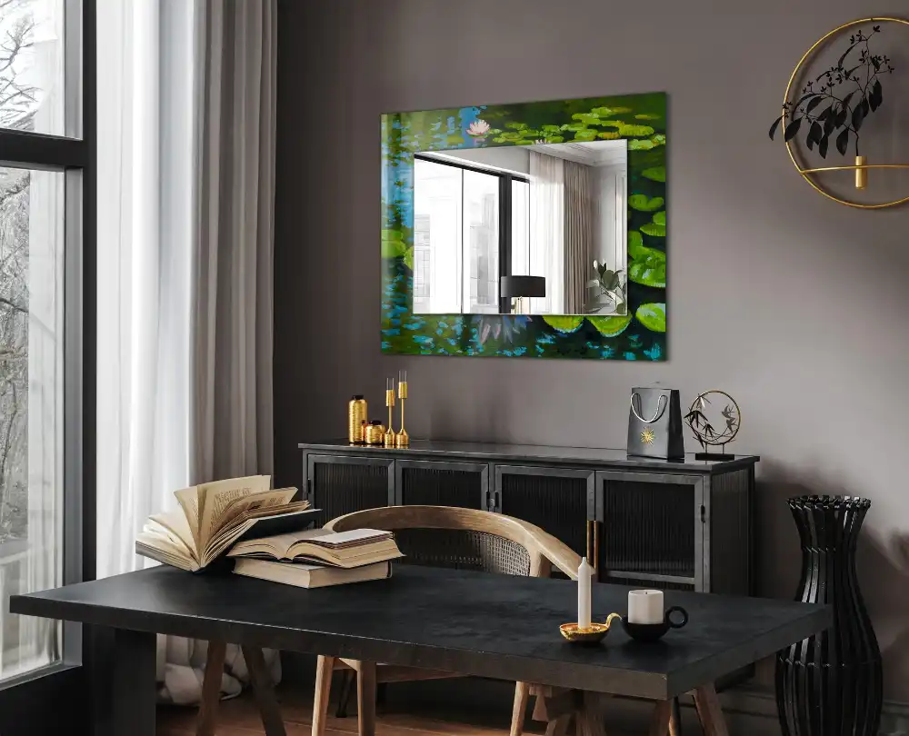 Rectangular mirror print Water lilies pond