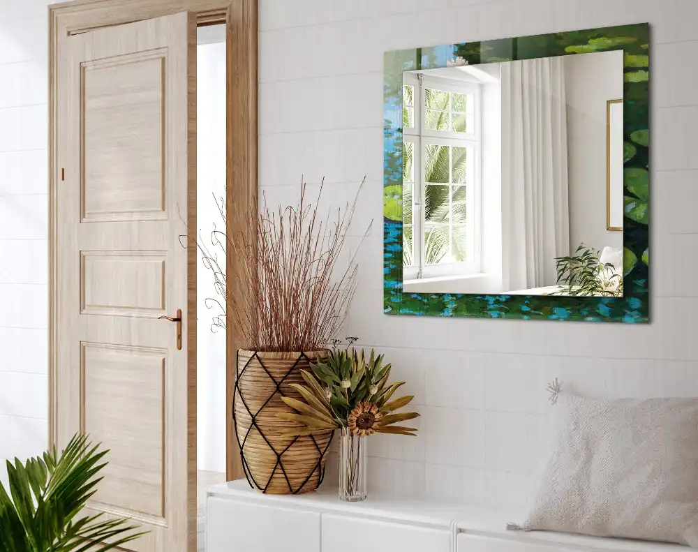 Rectangular mirror print Water lilies pond