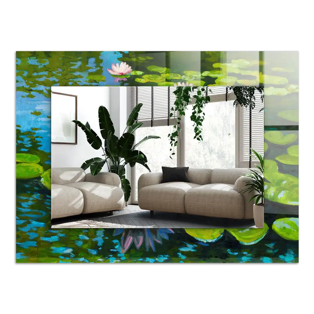 Rectangular mirror print Water lilies pond