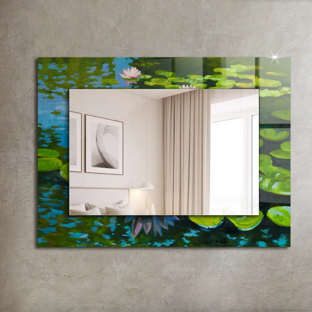 Rectangular mirror print Water lilies pond