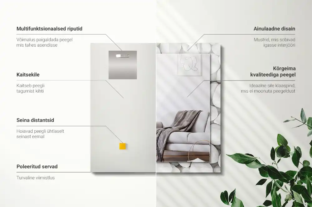 Rectangular wall mirror design White smooth stones