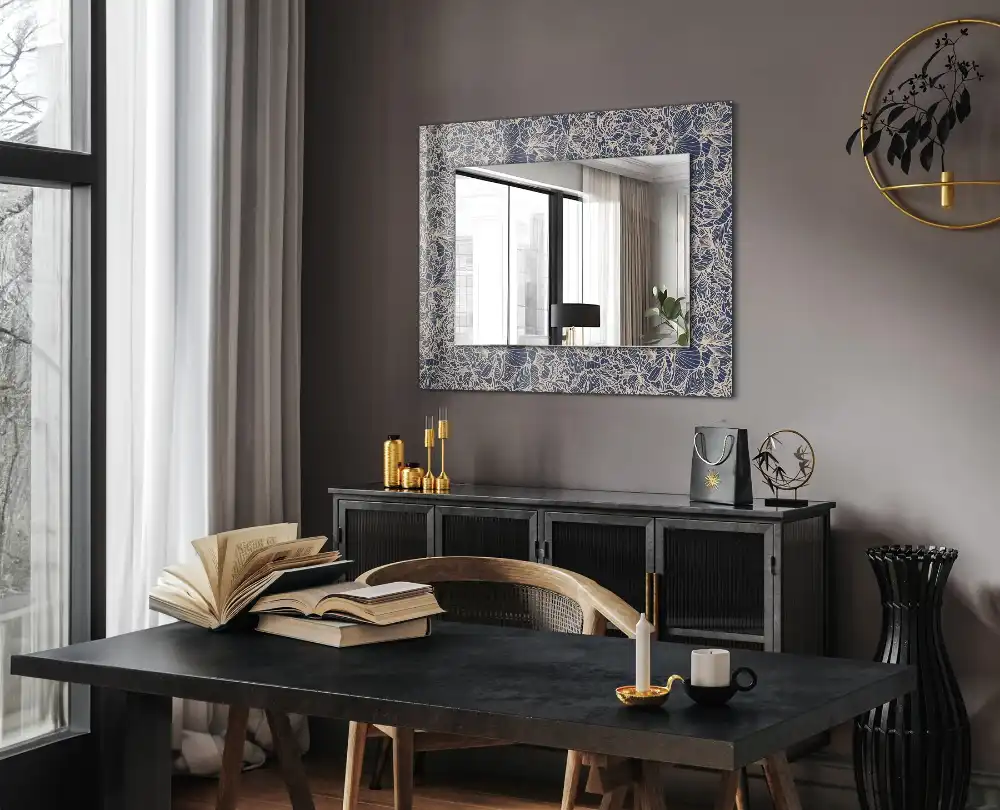 Rectangle decorative mirror Floral fabric pattern