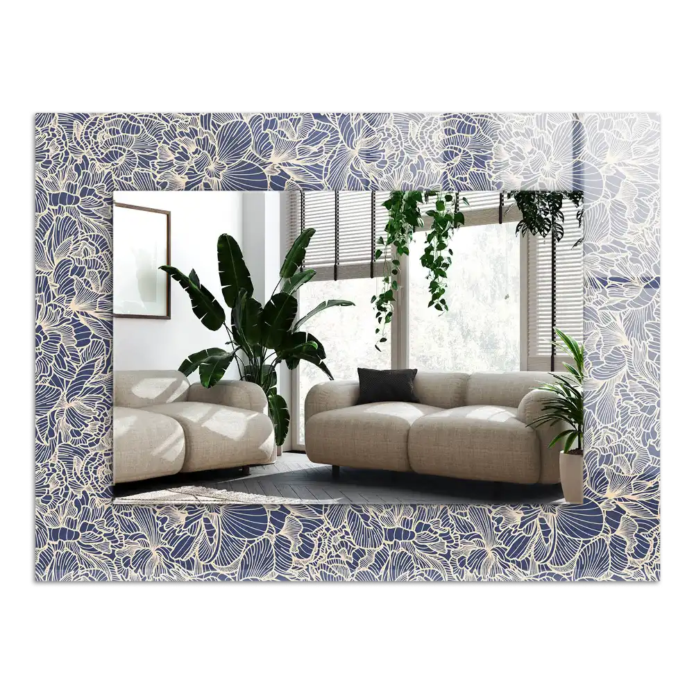 Rectangle decorative mirror Floral fabric pattern