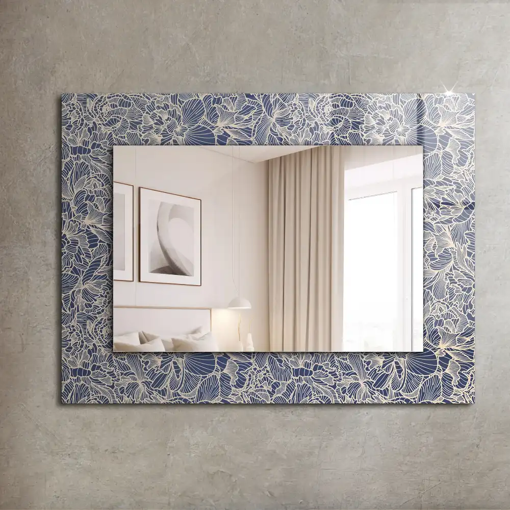 Rectangle decorative mirror Floral fabric pattern