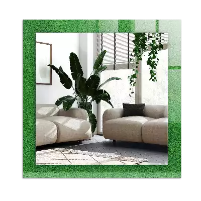Rectangular wall mirror design Green grass