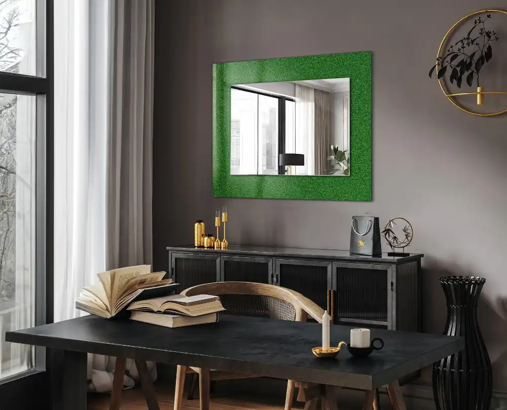 Rectangular wall mirror design Green grass