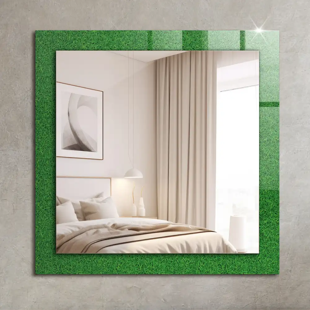 Rectangular wall mirror design Green grass