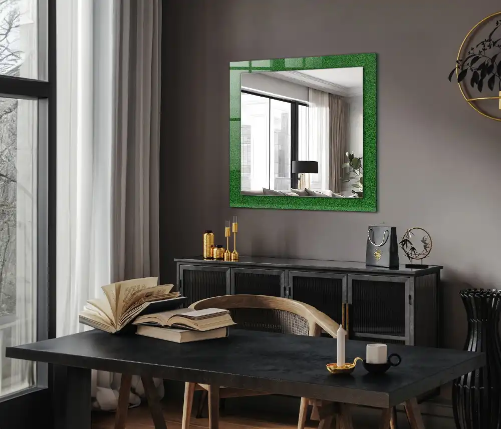 Rectangular wall mirror design Green grass