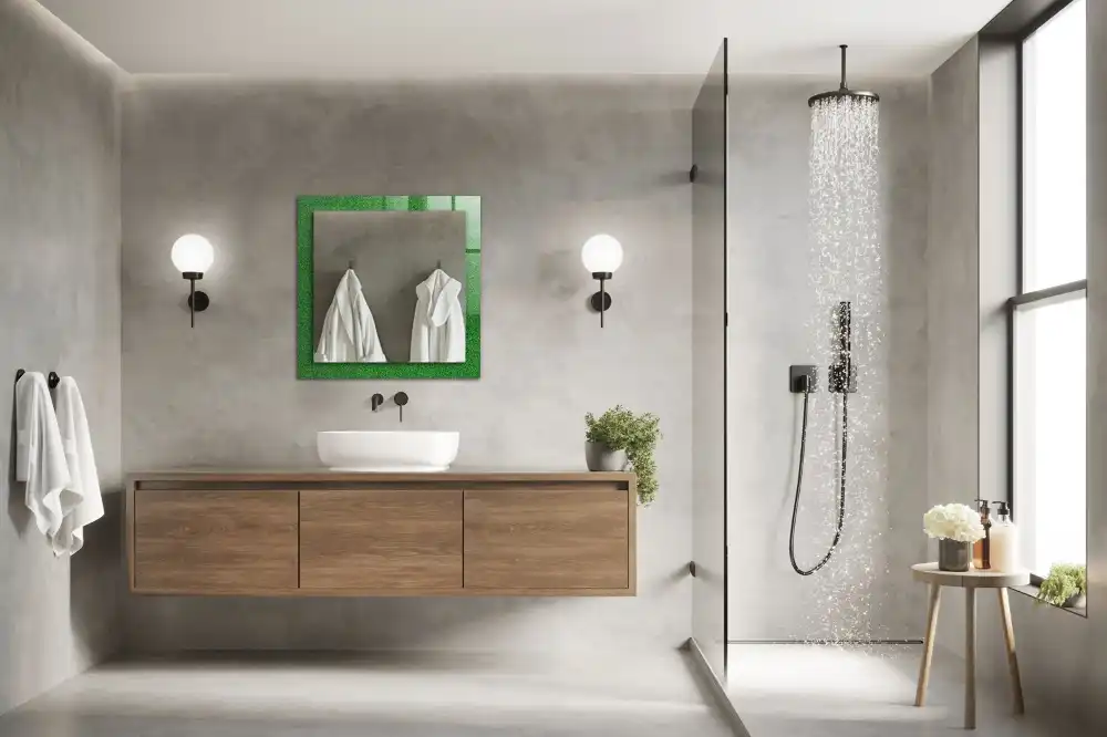 Rectangular wall mirror design Green grass