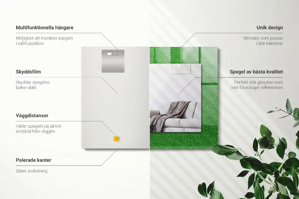 Rectangular wall mirror design Green grass