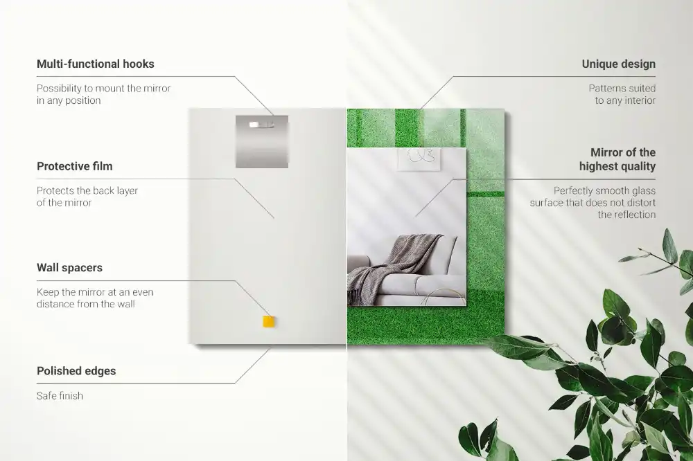 Rectangular wall mirror design Green grass