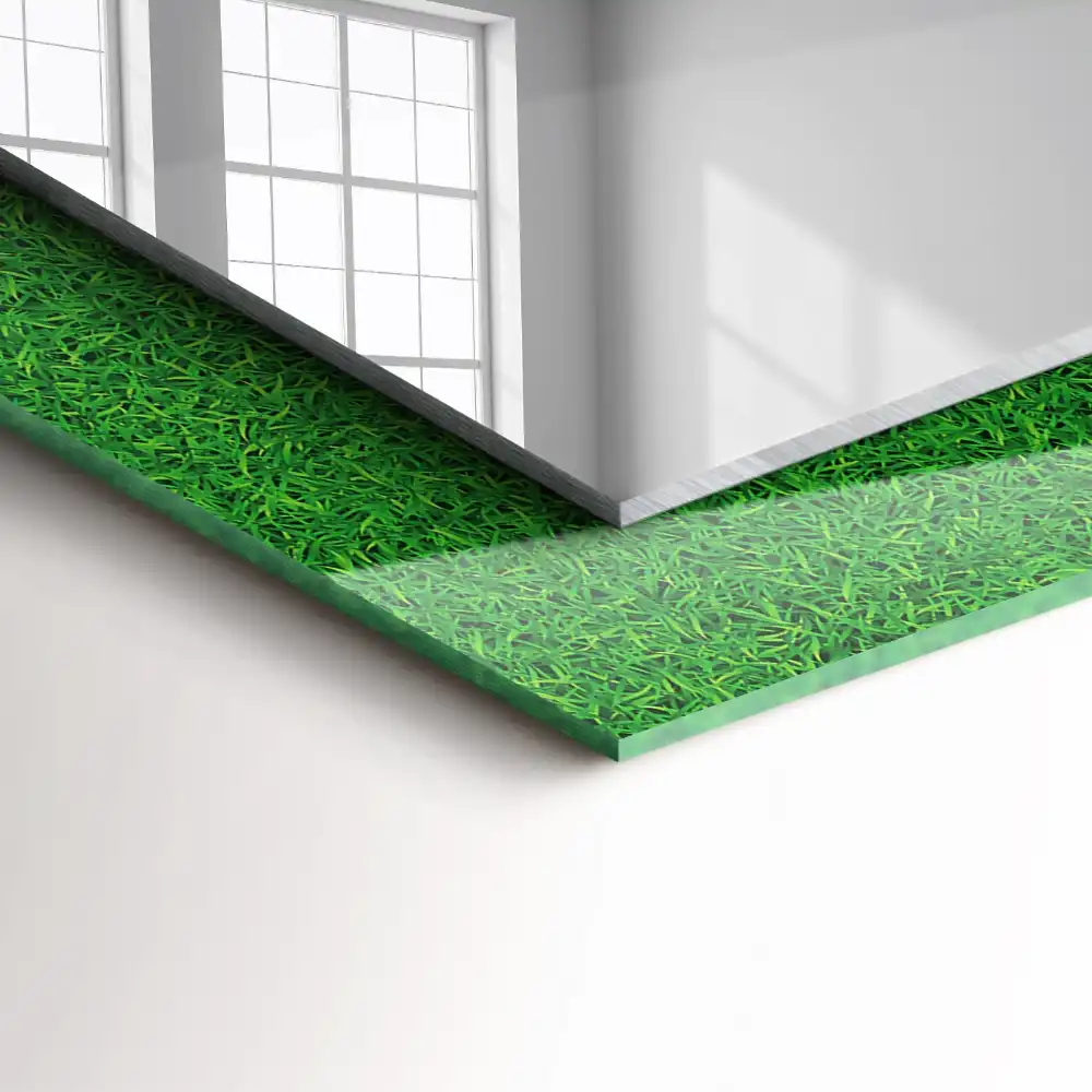 Rectangular wall mirror design Green grass