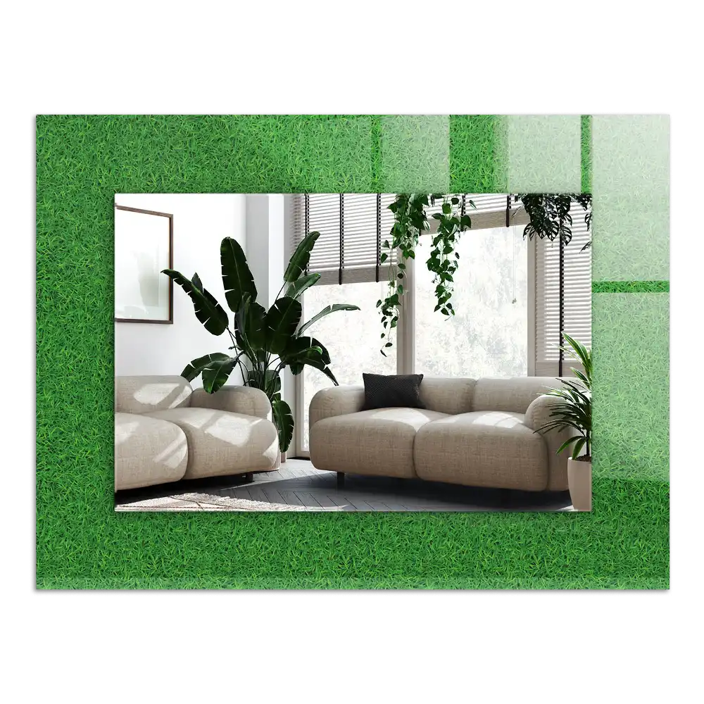 Rectangular wall mirror design Green grass
