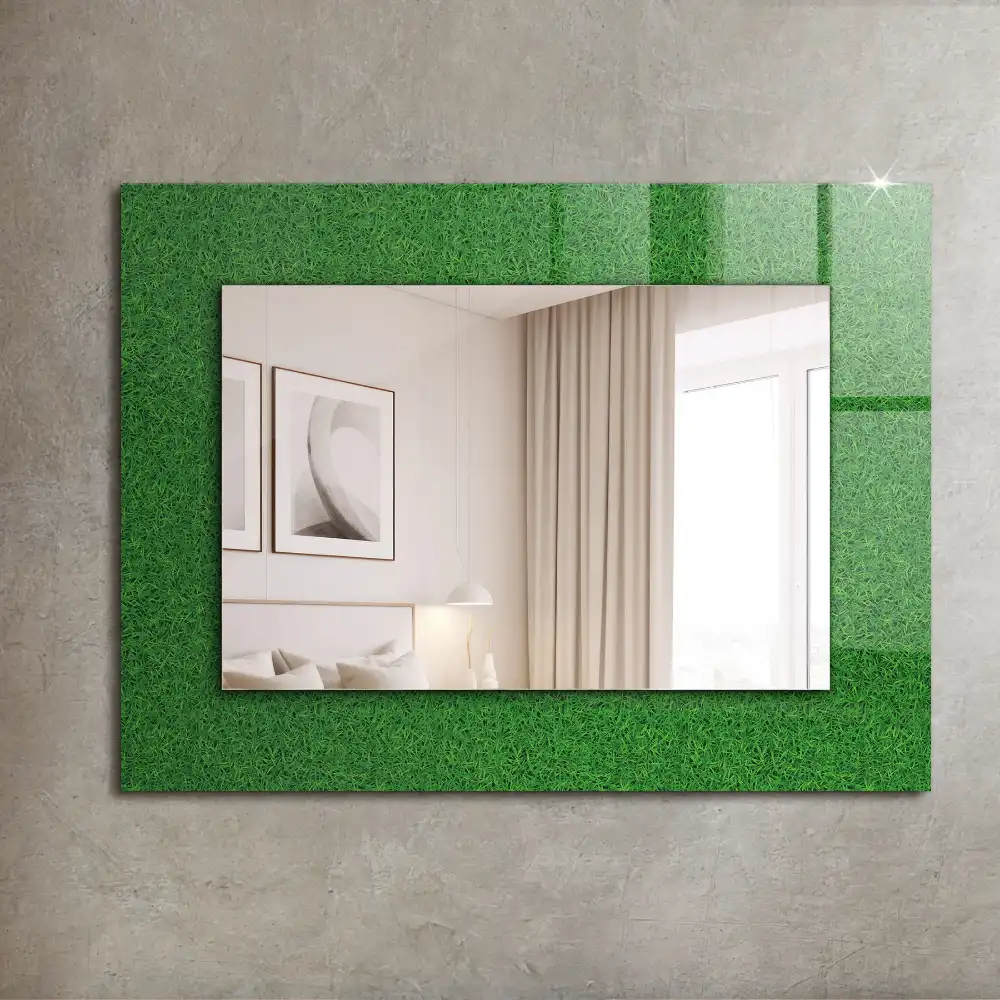 Rectangular wall mirror design Green grass