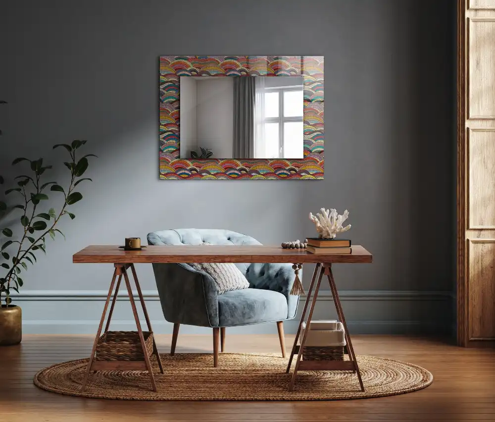 Rectangular mirror print Colorful Arcs Waves