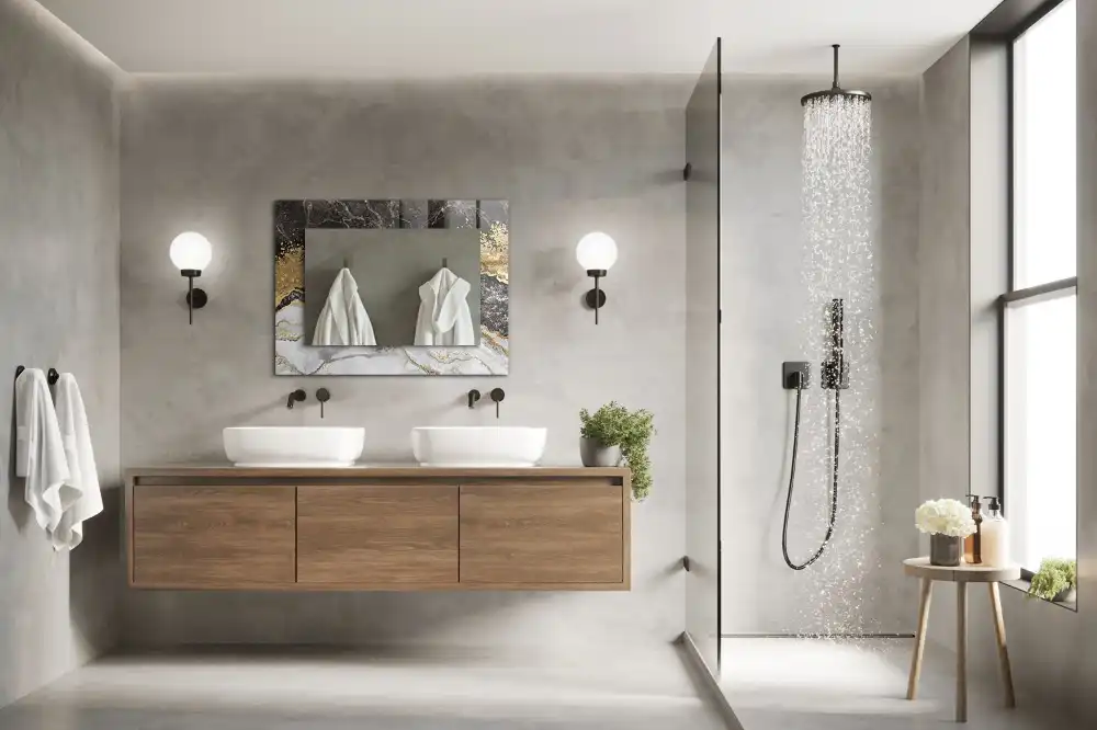 Rectangular wall mirror design Marble veins abstract