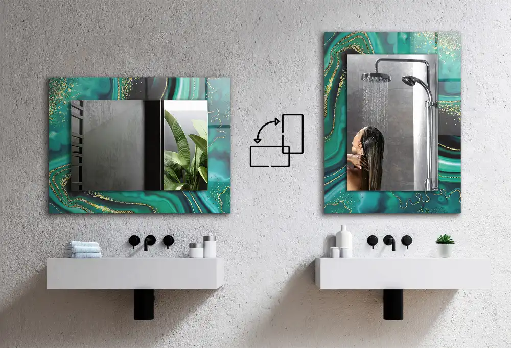 Rectangular wall mirror design Marble veins abstract