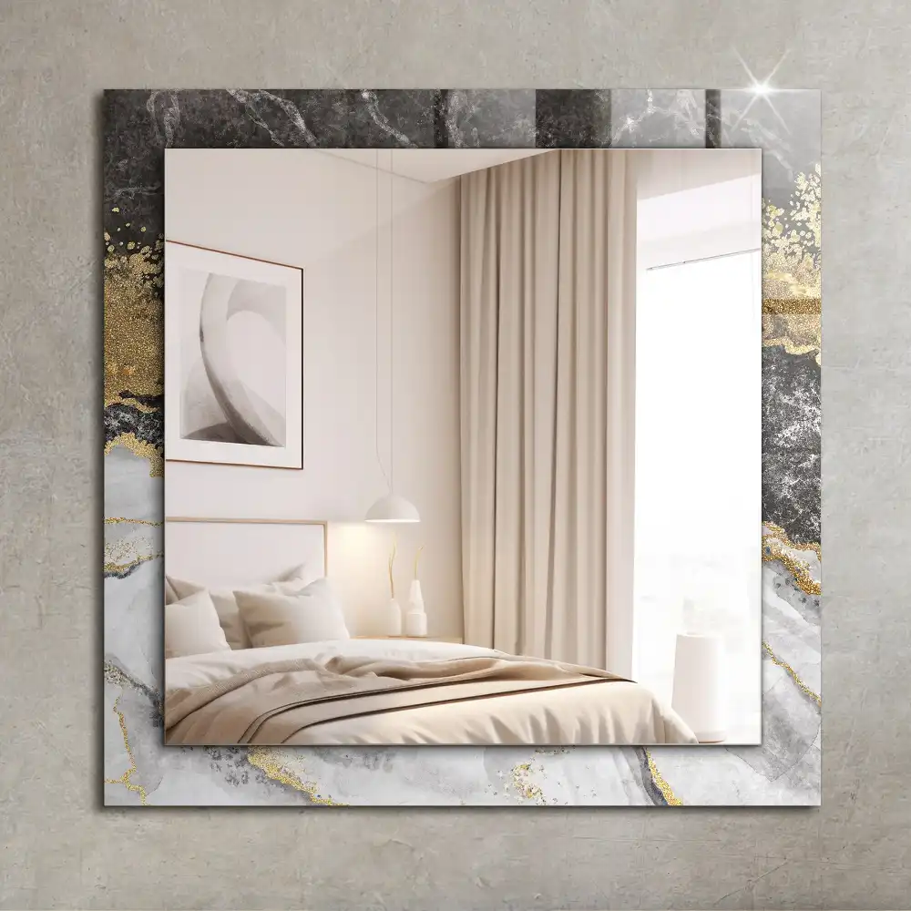 Rectangular wall mirror design Marble veins abstract