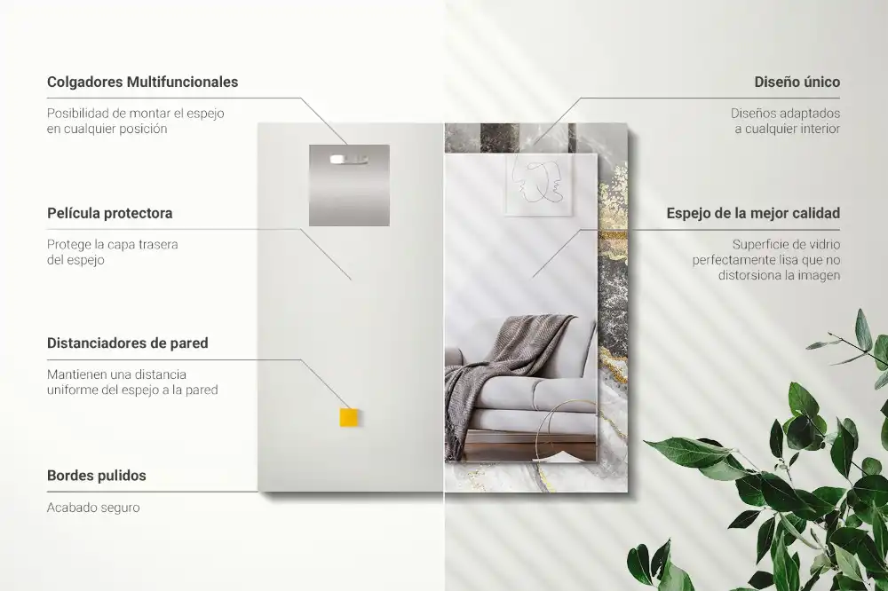 Rectangular wall mirror design Marble veins abstract