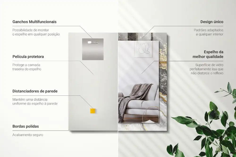 Rectangular wall mirror design Marble veins abstract