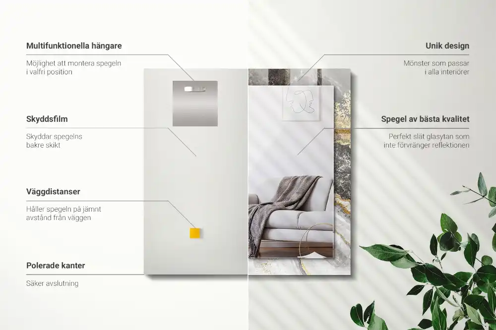 Rectangular wall mirror design Marble veins abstract