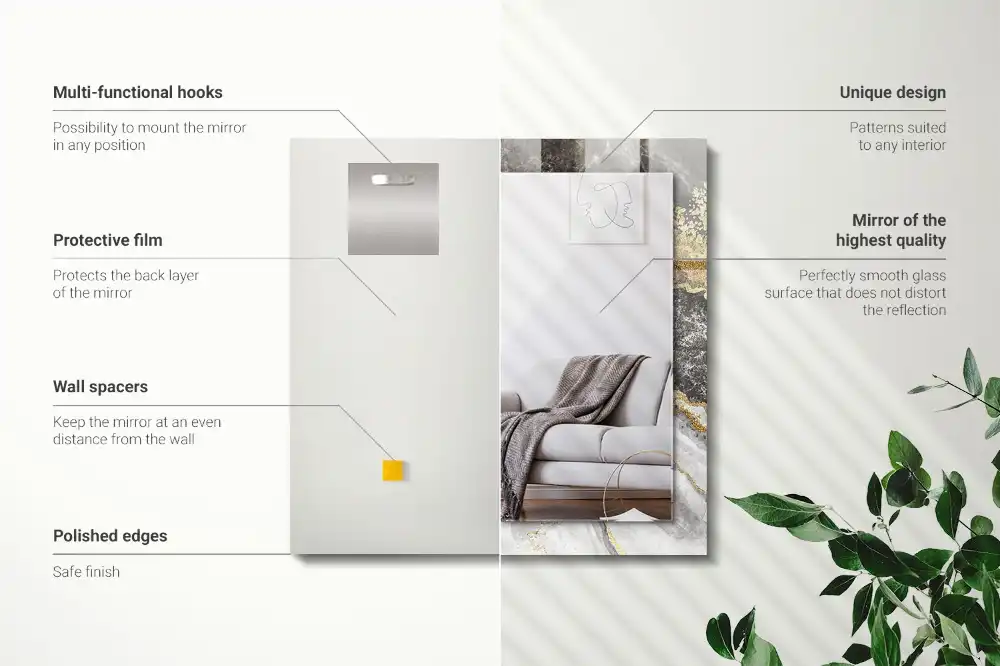 Rectangular wall mirror design Marble veins abstract