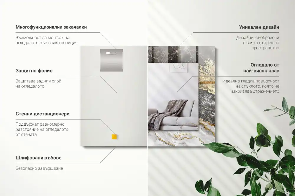 Rectangular wall mirror design Marble veins abstract