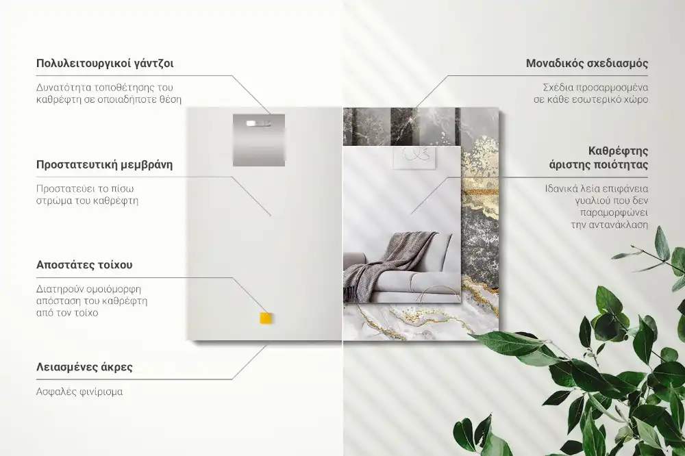 Rectangular wall mirror design Marble veins abstract