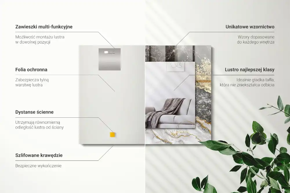 Rectangular wall mirror design Marble veins abstract