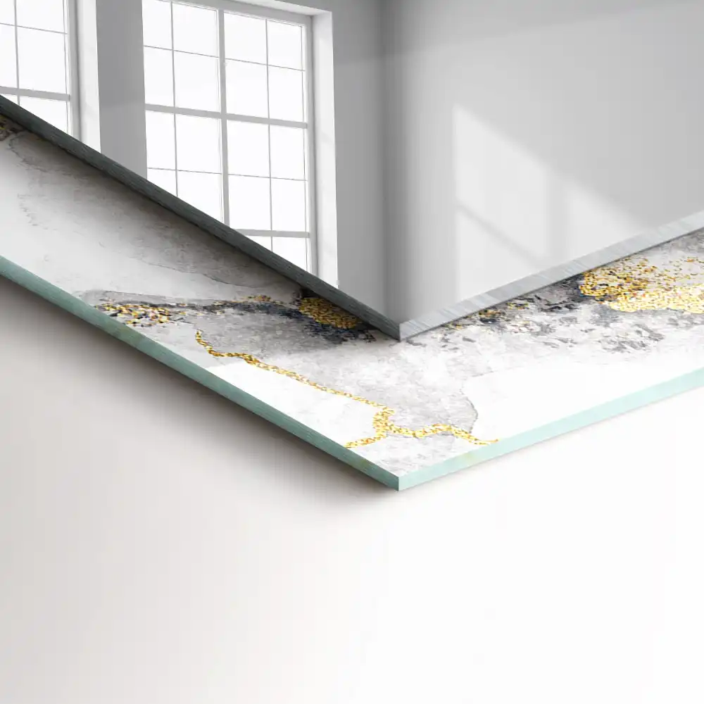 Rectangular wall mirror design Marble veins abstract